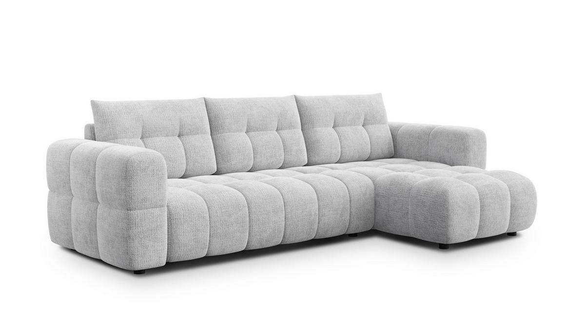 ECKSOFA CLOUDI 4-Sitzer rechts, hellgrau - Hellgrau/Schwarz, Holz/Textil (294/160cm) - Courtois Laville