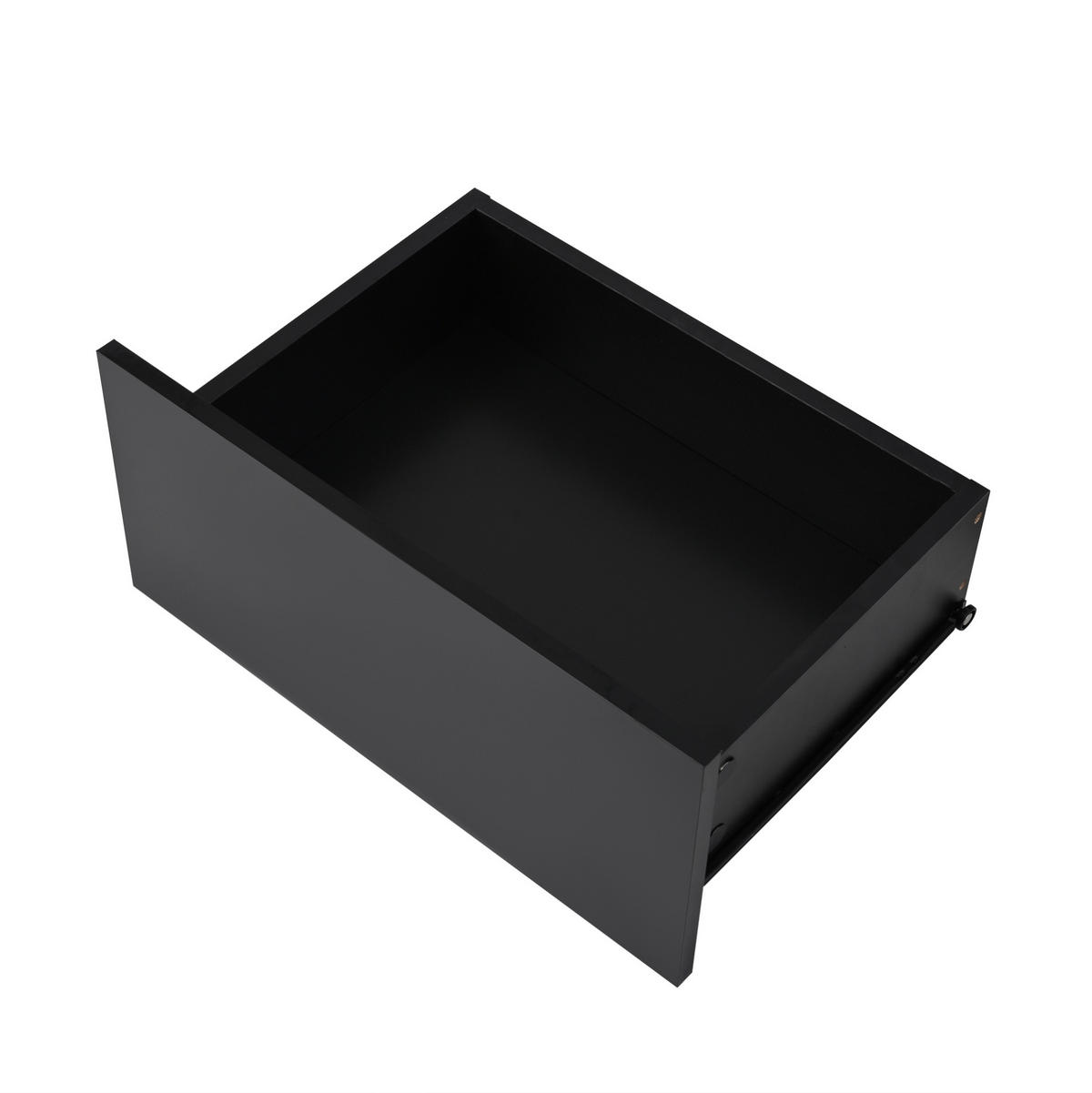 COUCHTISCH aus Spanplatte 95x45x35 cm in Schwarz mit LED & 2 Schubladen - Schwarz, Holzwerkstoff (95/45/35cm) - Modfu