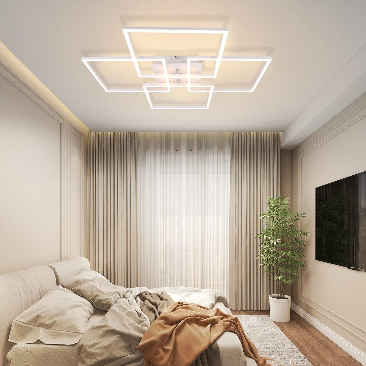 LED-DECKENLEUCHTE Macias 72.4/72.4/7.3cm - Weiß, Metall (72.4/72.4/7.3cm) - Nettlife