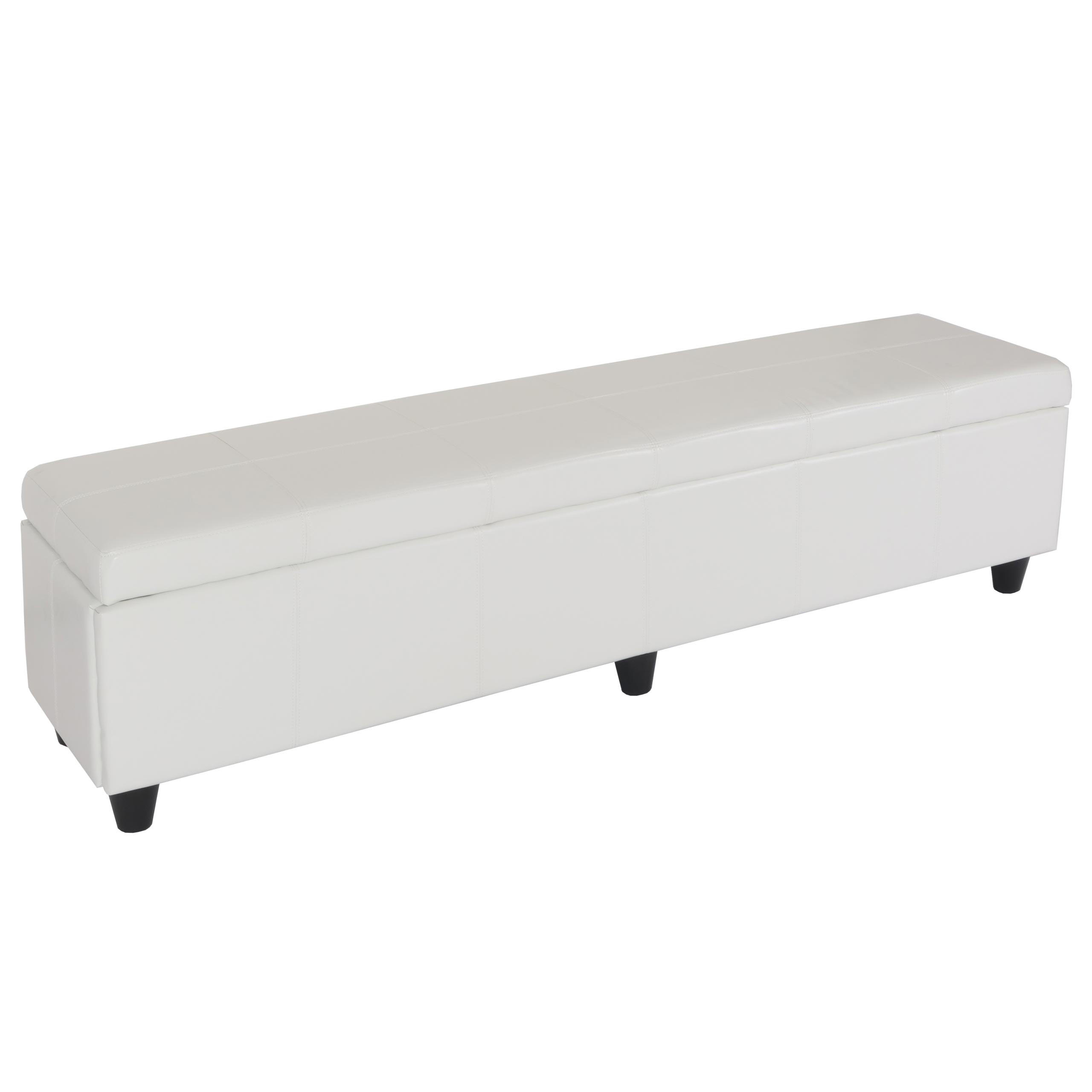SITZBANK MIT AUFBEWAHRUNG XXL Weiß - Weiß, Leder (180/45/45cm) - MCW