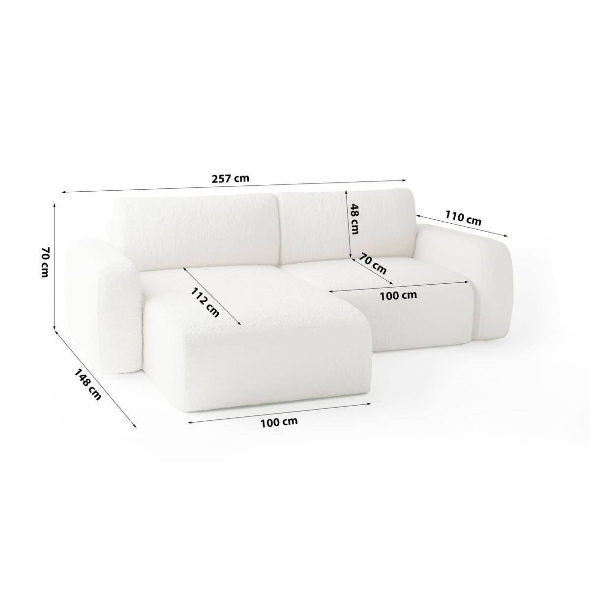 ECKSOFA Varde mini Universelle Elfenbein (Anthology 1) - Creme, Textil (148/257cm) - Fedve
