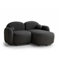 ECKSOFA Bahama Anthrazit Samtstoff - Anthrazit/Schwarz, Holz/Holzwerkstoff (190/146cm) - Maison de Reve