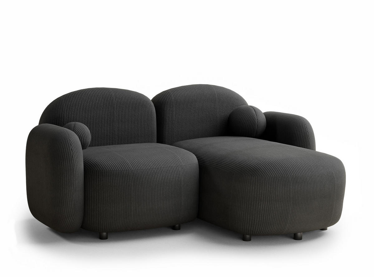 ECKSOFA Bahama Anthrazit Samtstoff - Anthrazit/Schwarz, Holz/Holzwerkstoff (190/146cm) - Maison de Reve