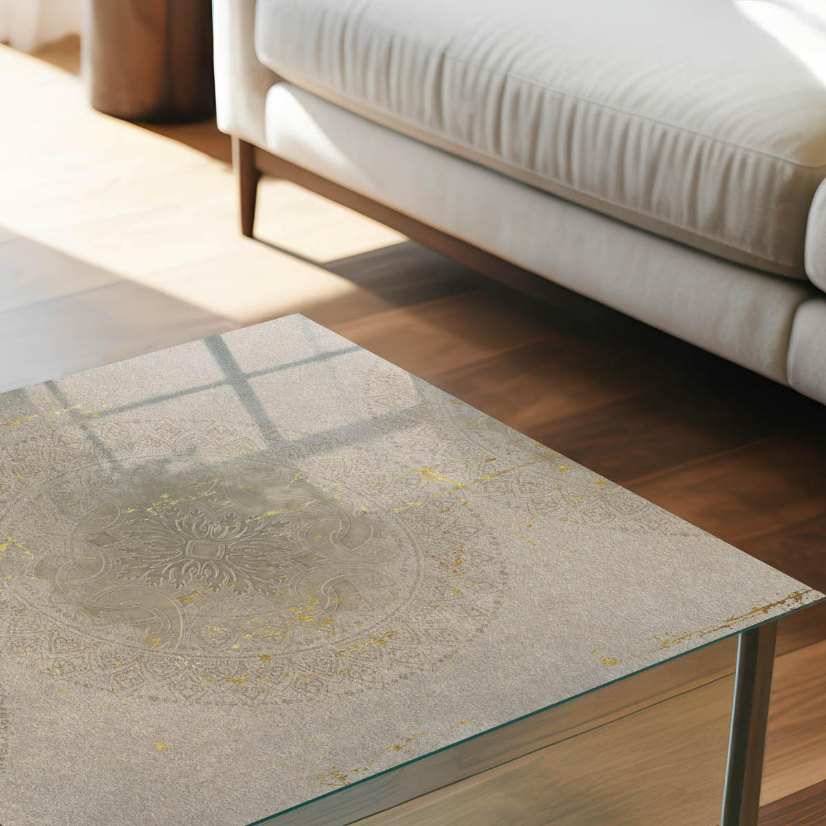 GLASPLATTE 80x60 cm – Mandala-Ornamente - Braun, Glas (0.4/80/60cm) - ArtPrintCave
