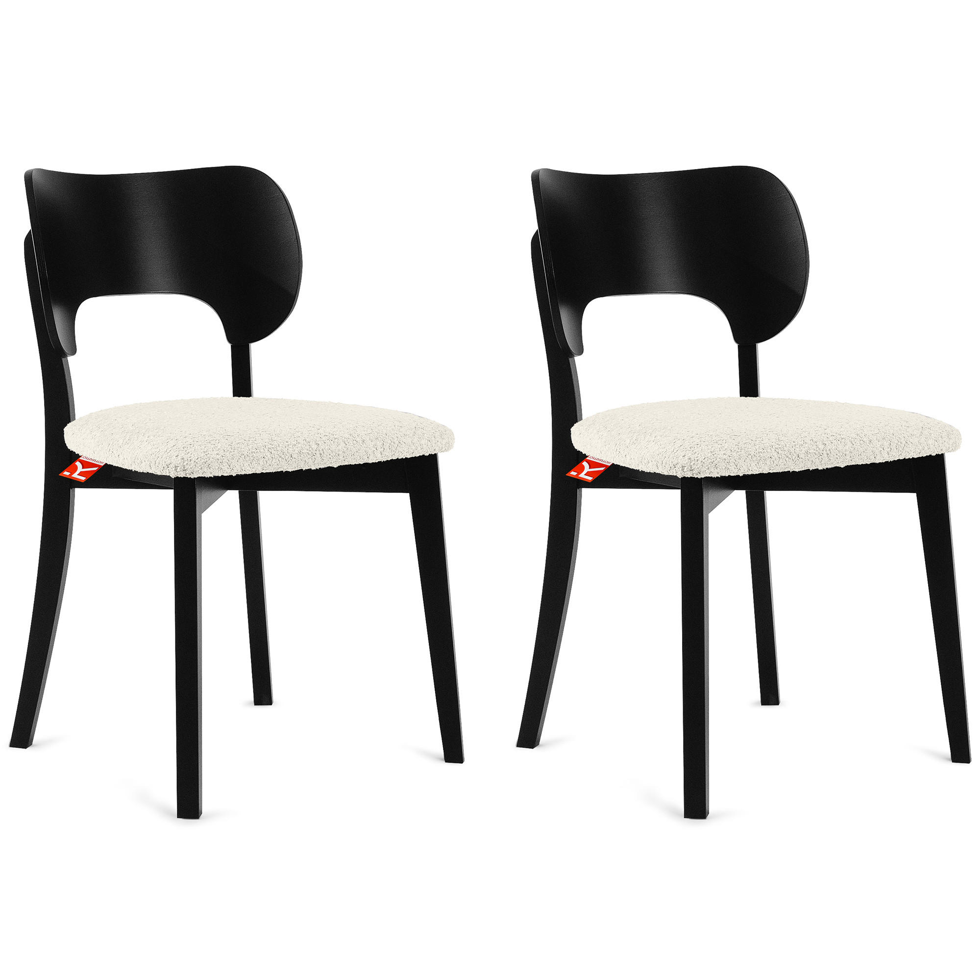 HOLZSTUHL LYCO Esstischstühl 2-er Set, Bouclé - Schwarz/Weiß, Holz/Textil (47/80.5/45cm) - KONSIMO®
