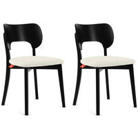 HOLZSTUHL LYCO Esstischstühl 2-er Set, Bouclé - Schwarz/Weiß, Holz/Textil (47/80.5/45cm) - KONSIMO®