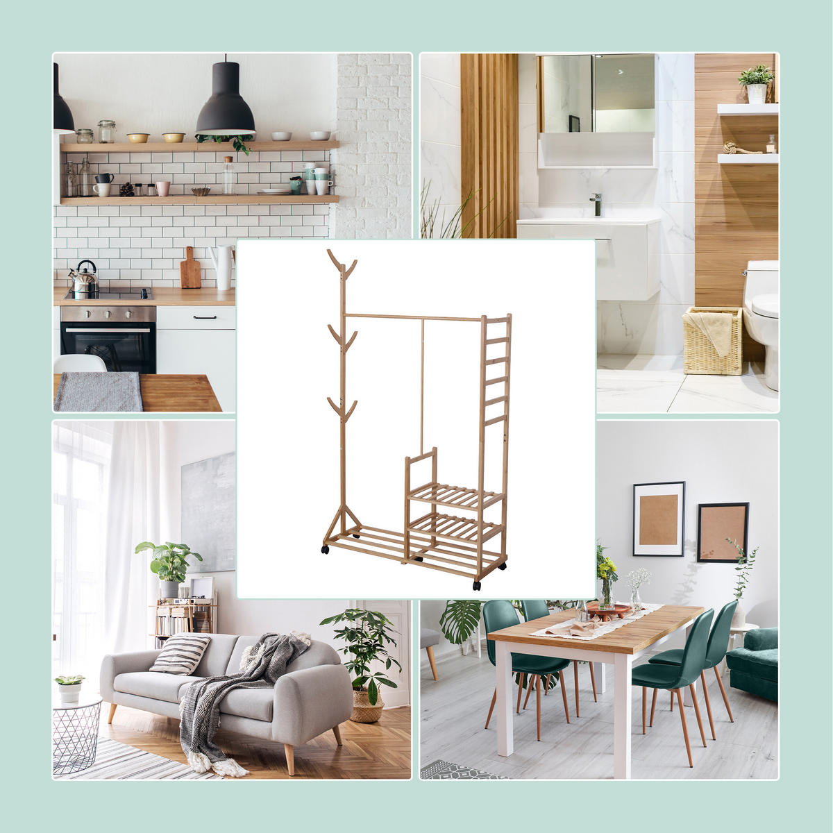 KLEIDERSTÄNDER - Hellbraun, Holz/Kunststoff (100/176/38cm) - Relaxdays