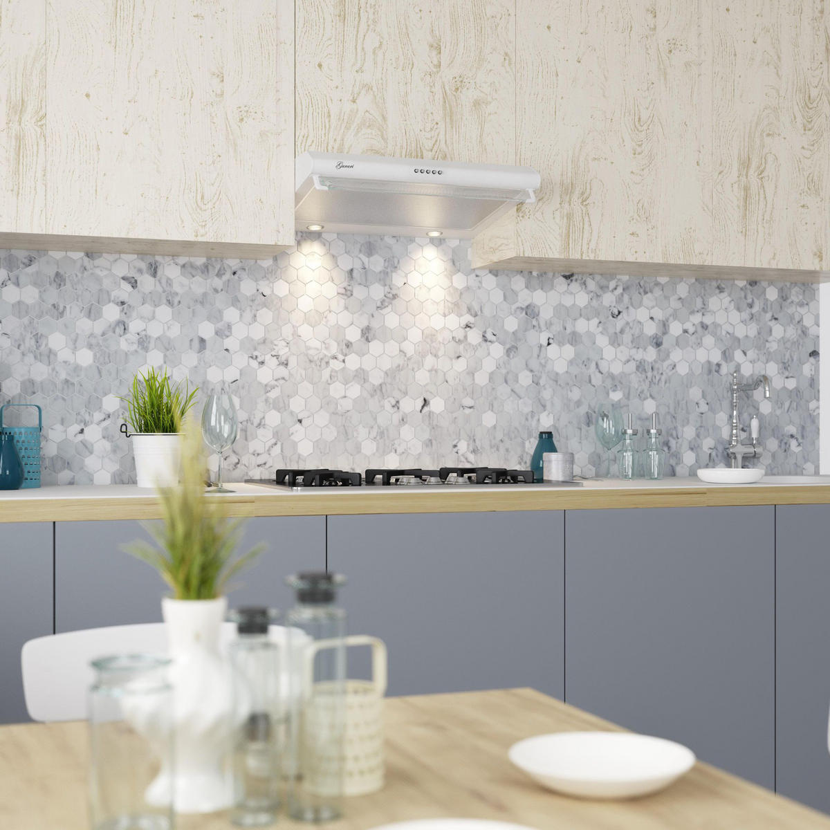 DUNSTABZUGSHAUBE GCH F 590 60 WH 60 cm Weiß - Weiß, Metall (60/13.4/46.7cm) - Gurari