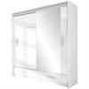 SCHWEBETÜRENSCHRANK Marsylia mit Spiegel und Schubladen, Weiß, 208 cm - Weiß Hochglanz/Weiß, Holzwerkstoff (208/225/61cm) - Beautysofa
