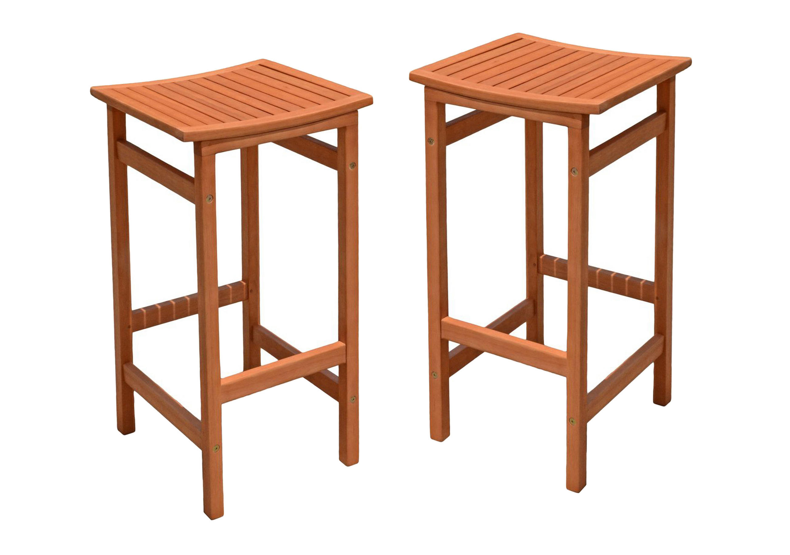 BARHOCKER Niklas 2er Set Eukalyptus Natur 75x38x42cm - Hellbraun, Holz (38/75/42cm) - DELUKE