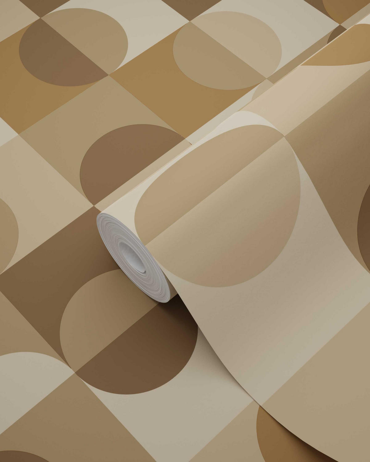 TAPETE Kreise im Bauhaus-Stil 50 x 900 cm - Braun, Papier (50/900cm) - ESTAhome