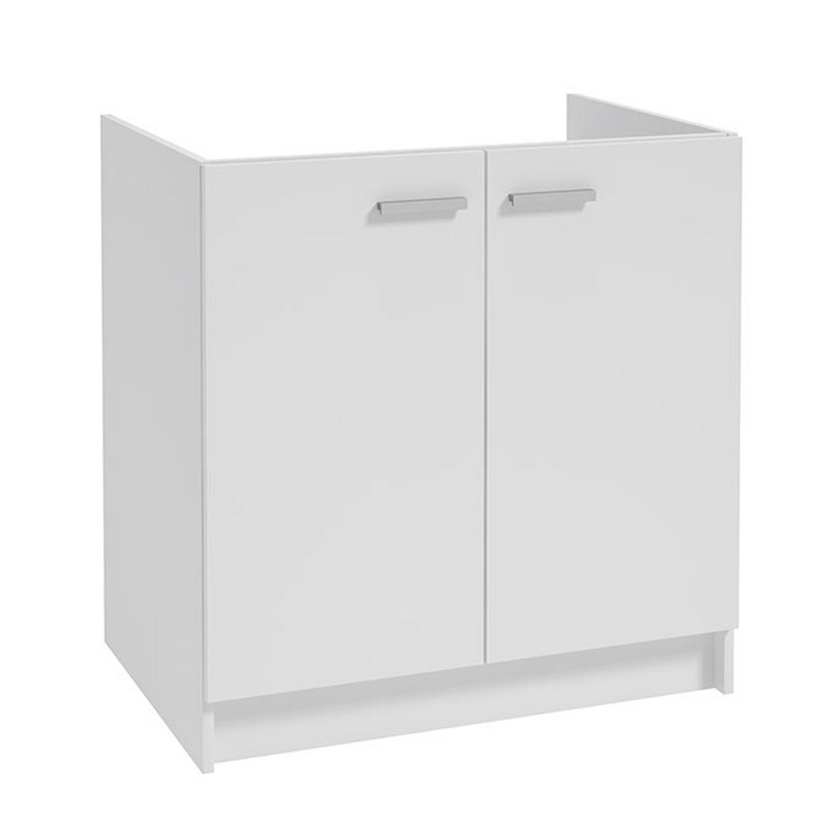 SPÜLUNTERSCHRANK 80cm mit Spüle + Armatur weiß - Weiß, Holzwerkstoff (80/82/50cm) - Stamar