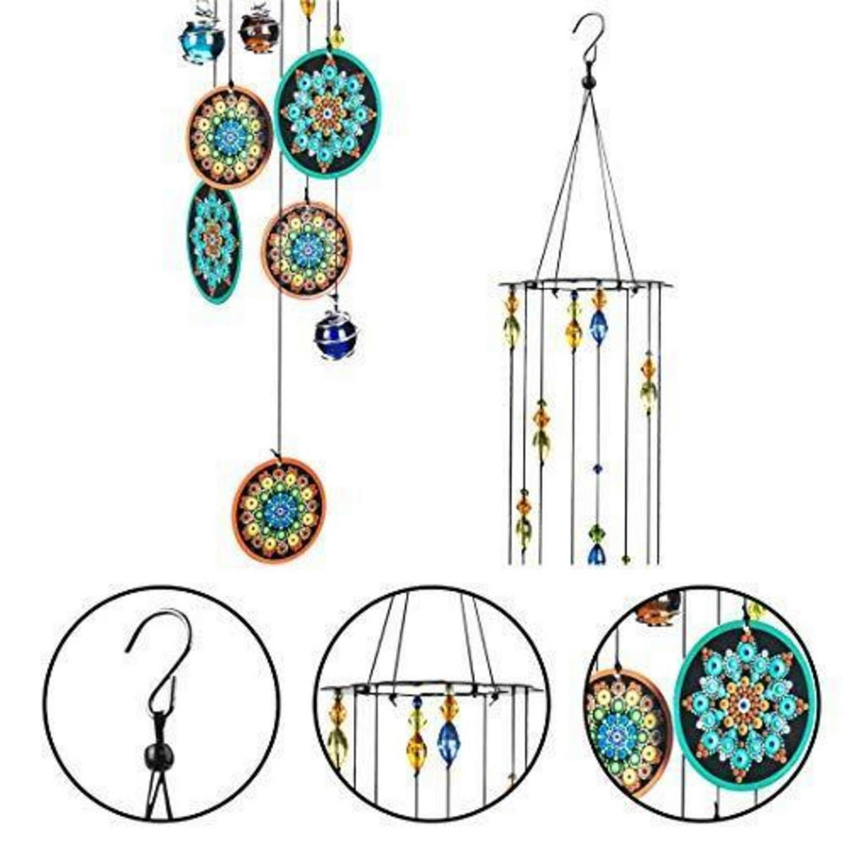 WINDSPIEL Mandala mit Chakra-Kristallperlen 61 cm - Multicolor, Metall (59.7/9.4/9.4cm)