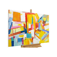 ACRYLBILD HANDGEMALT 120/80 cm - Blau/Gelb, Holz/Textil (120/80cm) - KUNSTLOFT