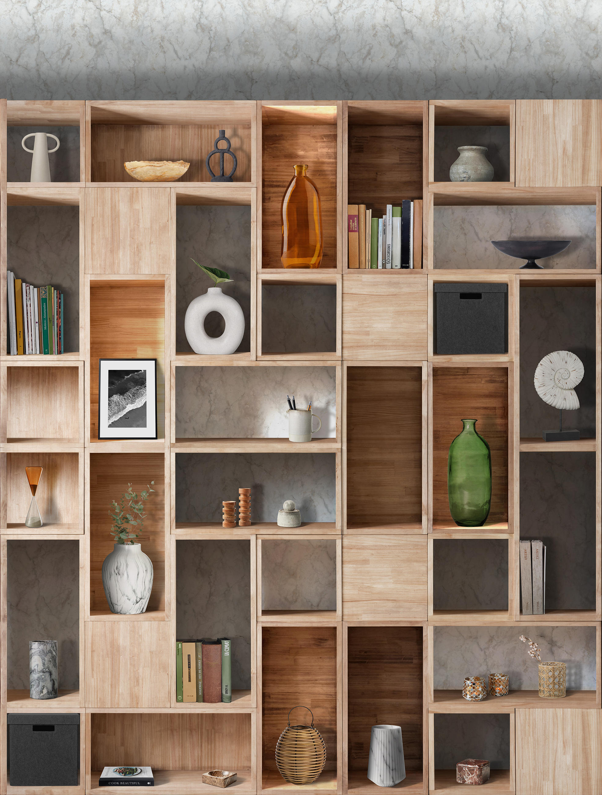 FOTOTAPETE Schrank 53 cm x 10 m - Grau, Papier (53/1000cm) - Sanders & Sanders