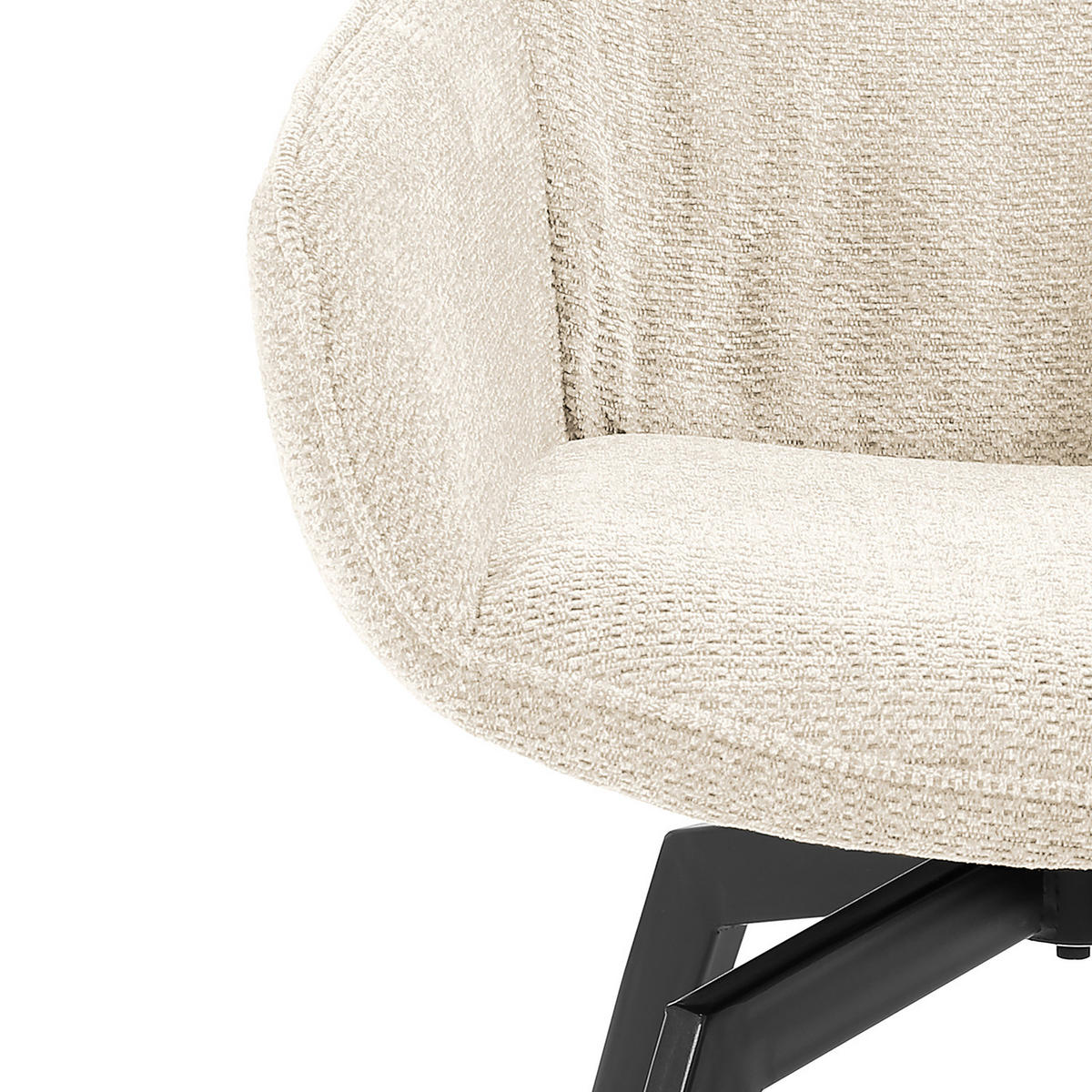 DREHBARER ARMLEHNENSTUHL - 2er-Set - Chenille / Eisen - Creme/Schwarz, Textil/Metall (59/84/64cm) - home24