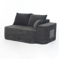 2-SITZER-SOFA aus Chenille in Schwarz mit Seitentaschen - Schwarz, Textil (95/65/150cm) - Modfu