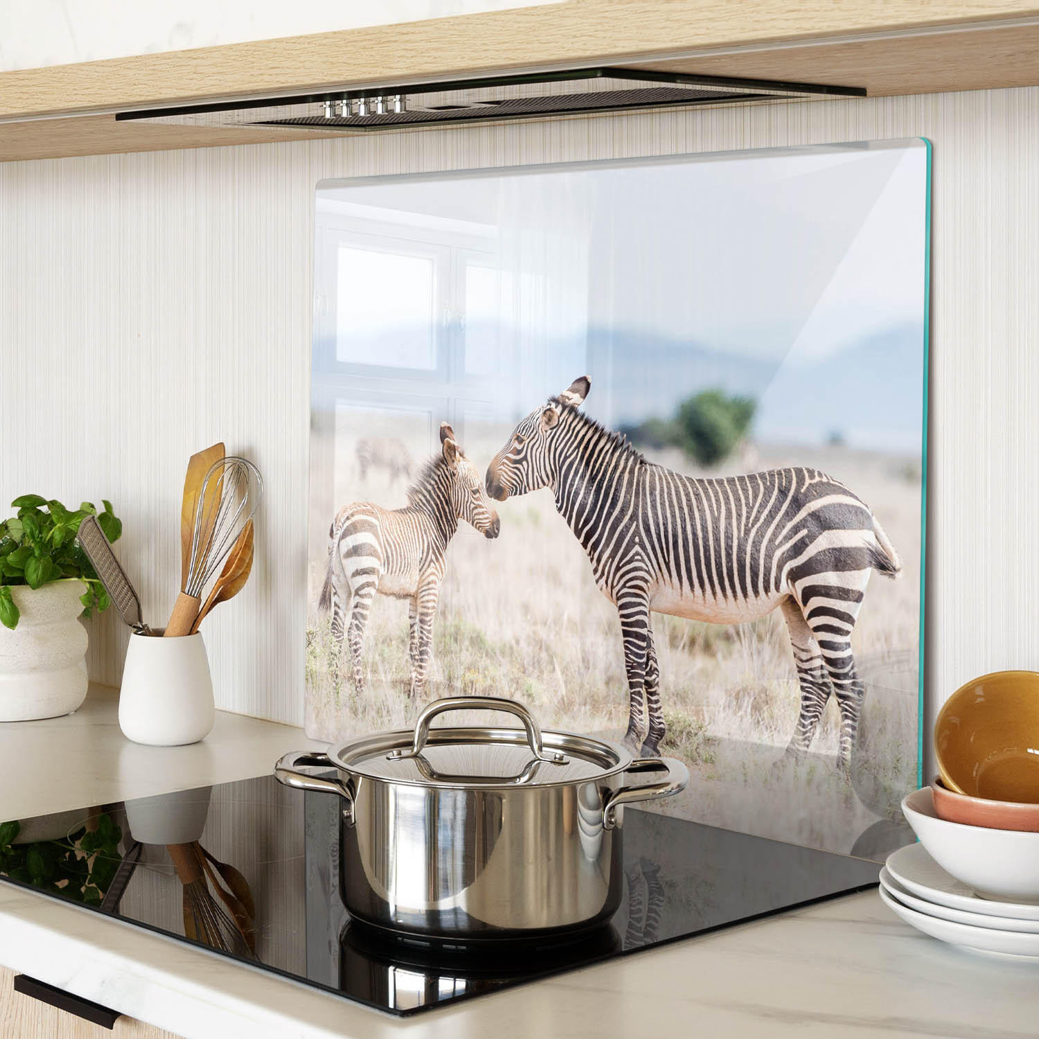 GLASPLATTE 60x52 cm Zebraberge - Beige, Glas (60/0.4/52cm) - TULUP