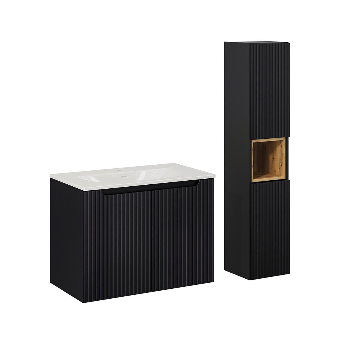 Petits-meubles KOUPELNOVÝ NÁBYTEK 80cm Riva 2er-Set Černá