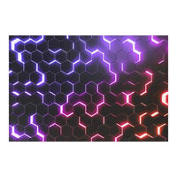 FOTOTAPETE Strukturierte Hexagone mit Neonlicht in Rosa und Lila 432/290 cm - Schwarz, Papier (432/290cm) - Bilderwelten