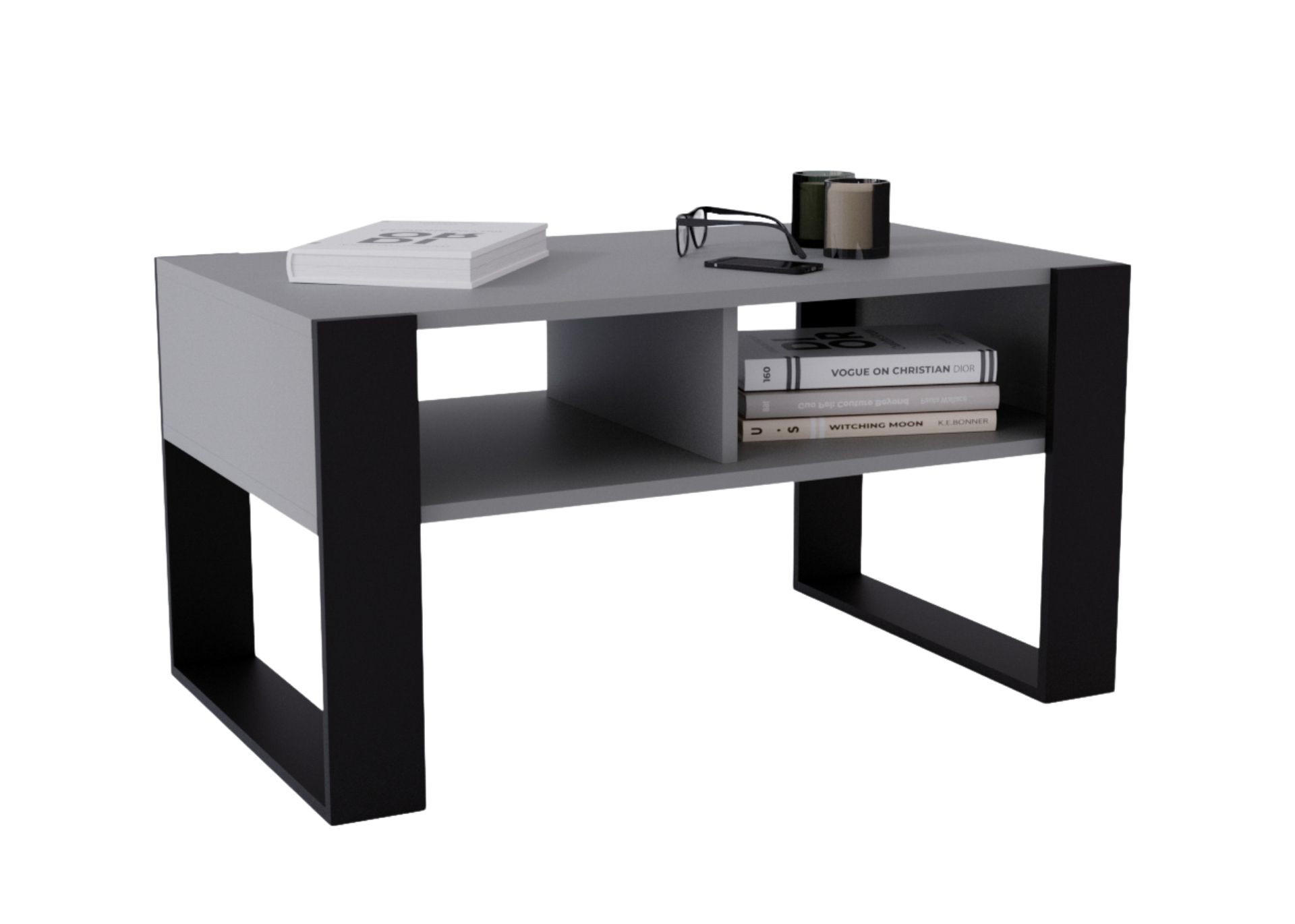 COUCHTISCH Holzwerkstoff rechteckig stabil Dunkelgrau 45/53,6/92cm - Dunkelgrau/Schwarz, Holzwerkstoff (53.6/92/45cm) - CraftPAK