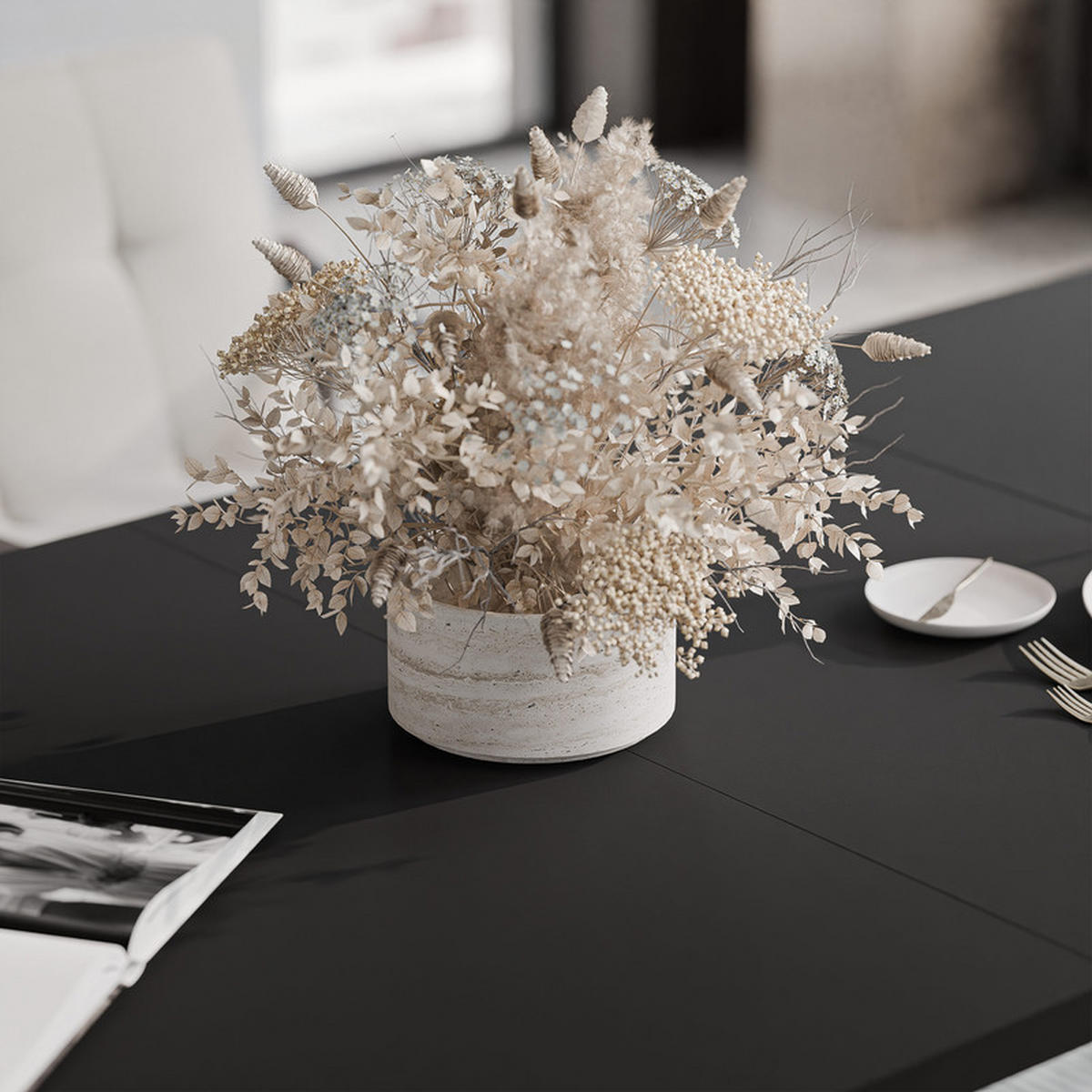 AUSZIEHTISCH XANDRO 160/90/76 cm mit Metallgestell, Weiß / Schwarz - Schwarz/Weiß, Holzwerkstoff/Metall (90/160/76cm) - Idohome