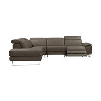 ECKSOFA Genius Echtleder mit 1 x Relaxfunktion Greige - Greige, Leder/Metall (230/264cm)