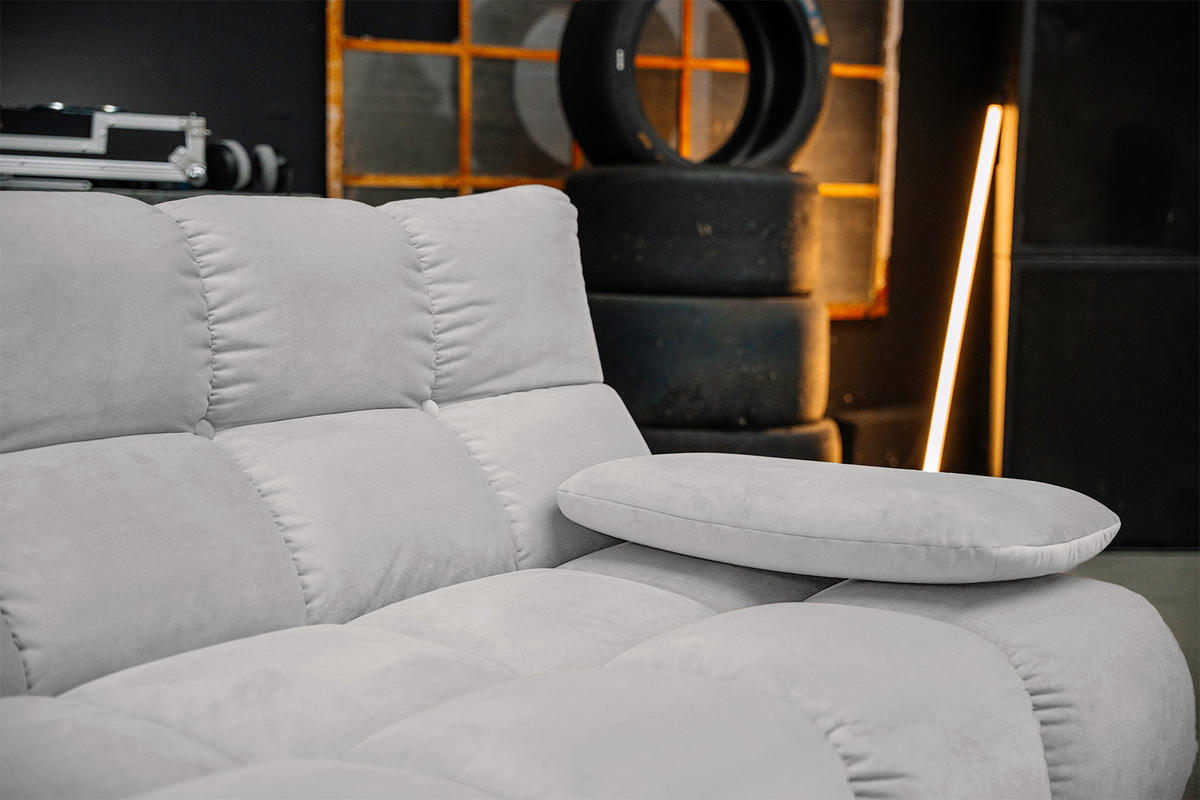 ECKSOFA VIVIEN Silber Velvet - Silberfarben/Schwarz, Kunststoff/Textil (290/178cm) - KAWOLA