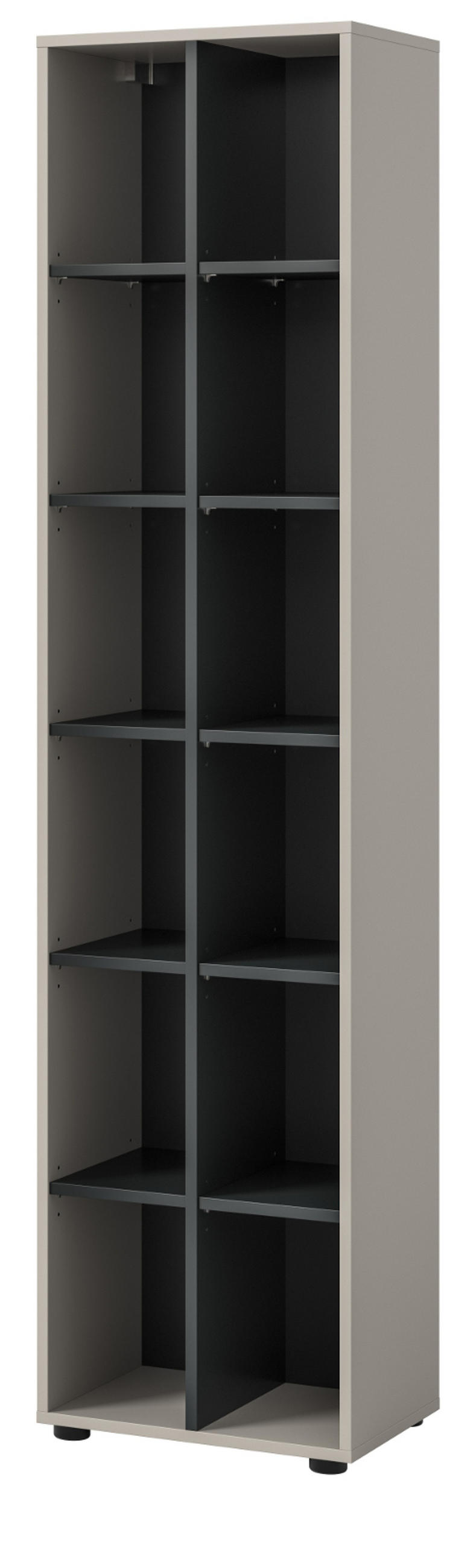 REGAL Kaschmir, schwarz 45 cm, Standregal mit 12 Fächern - Kaschmir/Schwarz, Holzwerkstoff/Kunststoff (45/192/35cm) - Inn.Furn