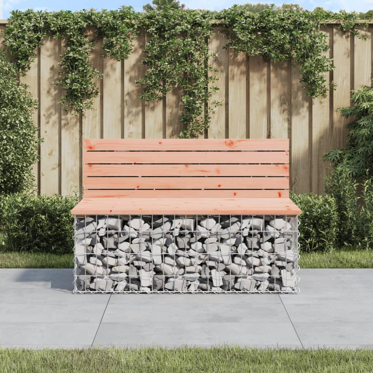 GARTENBANK Gabionen INO 103x70x65 cm Massivholz Douglasie - Silberfarben/Braun, Metall (103/65/70cm) - DELUKE