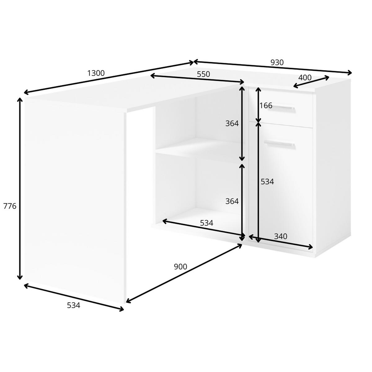 SCHREIBTISCH Weiß 130/93/77,6 - Weiß, Holzwerkstoff (78/130/93cm) - RAUMHIRSCH FURNITURE