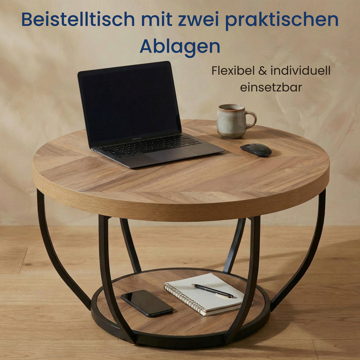 COUCHTISCH 80 cm Breite in Eiche Dunkel - Eichefarben, Holzwerkstoff (80/80/45.5cm) - Home Collective