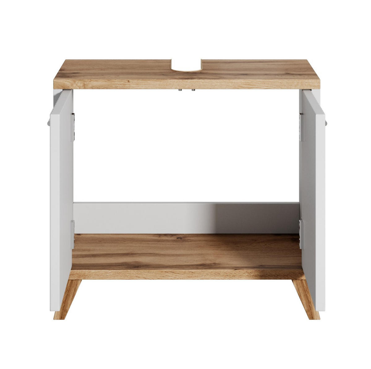 WASCHBECKENUNTERSCHRANK Colima 2 Schubladen Eiche mit Weiß - 60 x 28 x 54 cm - Weiß, Holz (60/54/28cm) - Badplaats