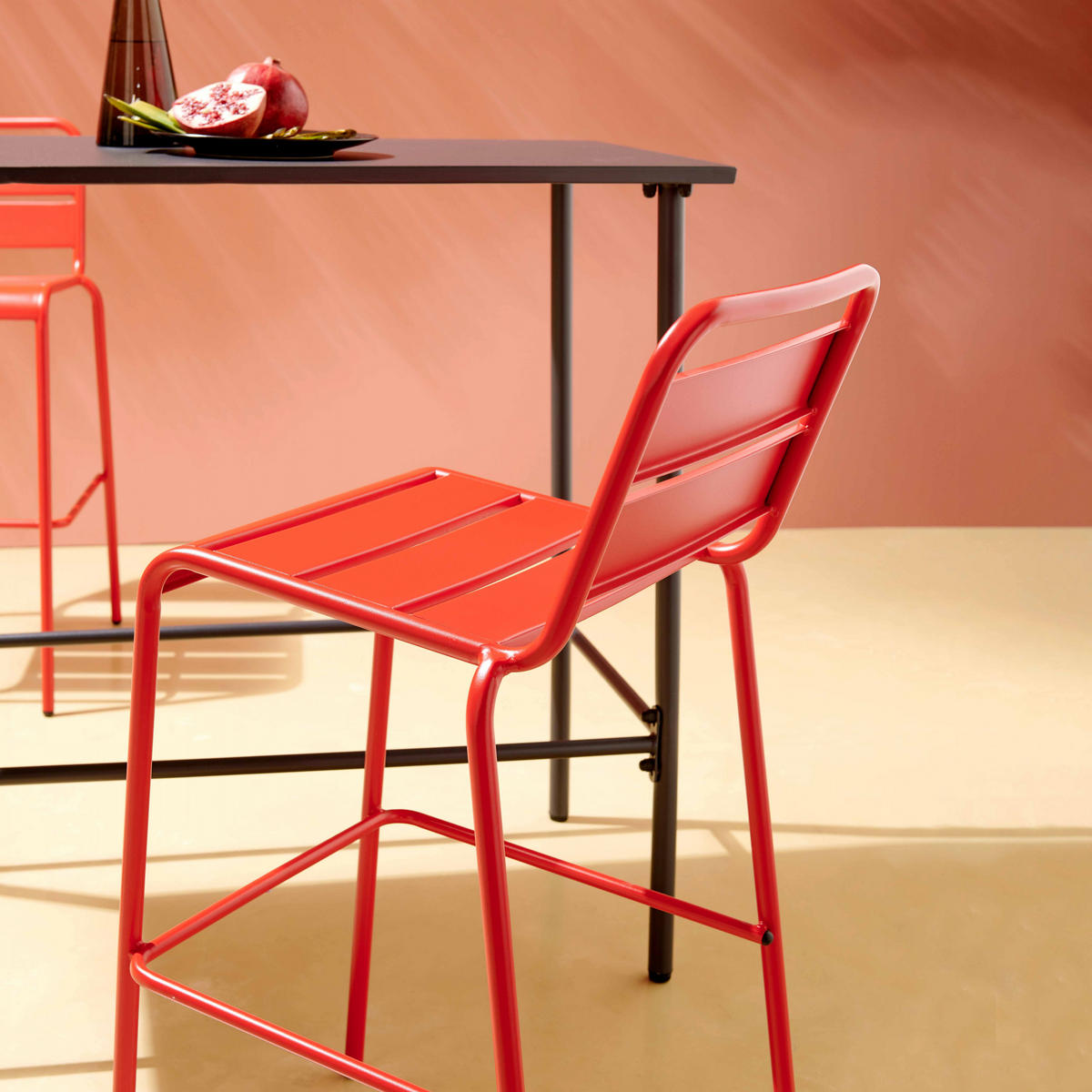 BARHOCKER, Rot - Rot, Metall (49/101/58cm) - Oviala