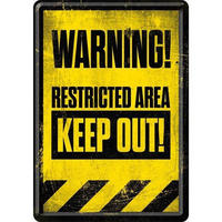 MINIBLECHSCHILD 10/14 cm Achtung Restricted Area Keep Out! - Multicolor, Metall (10/14/0.1cm) - Nostalgic-Art