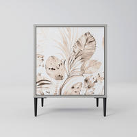 SIDEBOARD WILD TENDERNESS, Grau, 57,5x42x72,5 cm, Schwarze Metallfüße - Multicolor/Schwarz, Holzwerkstoff/Metall (57.5/72.5/42cm) - SpaceRebels