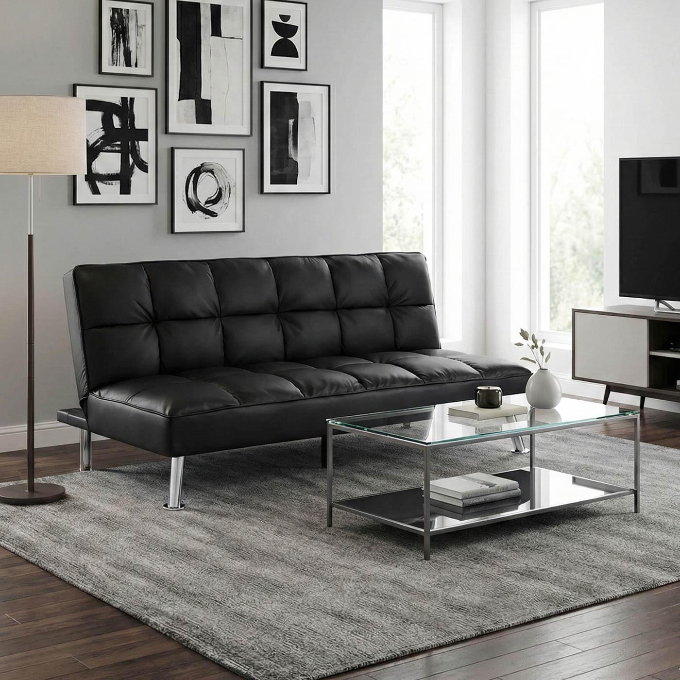 SOFA Schwarz - Schwarz, Textil (181/82/107cm) - MCW