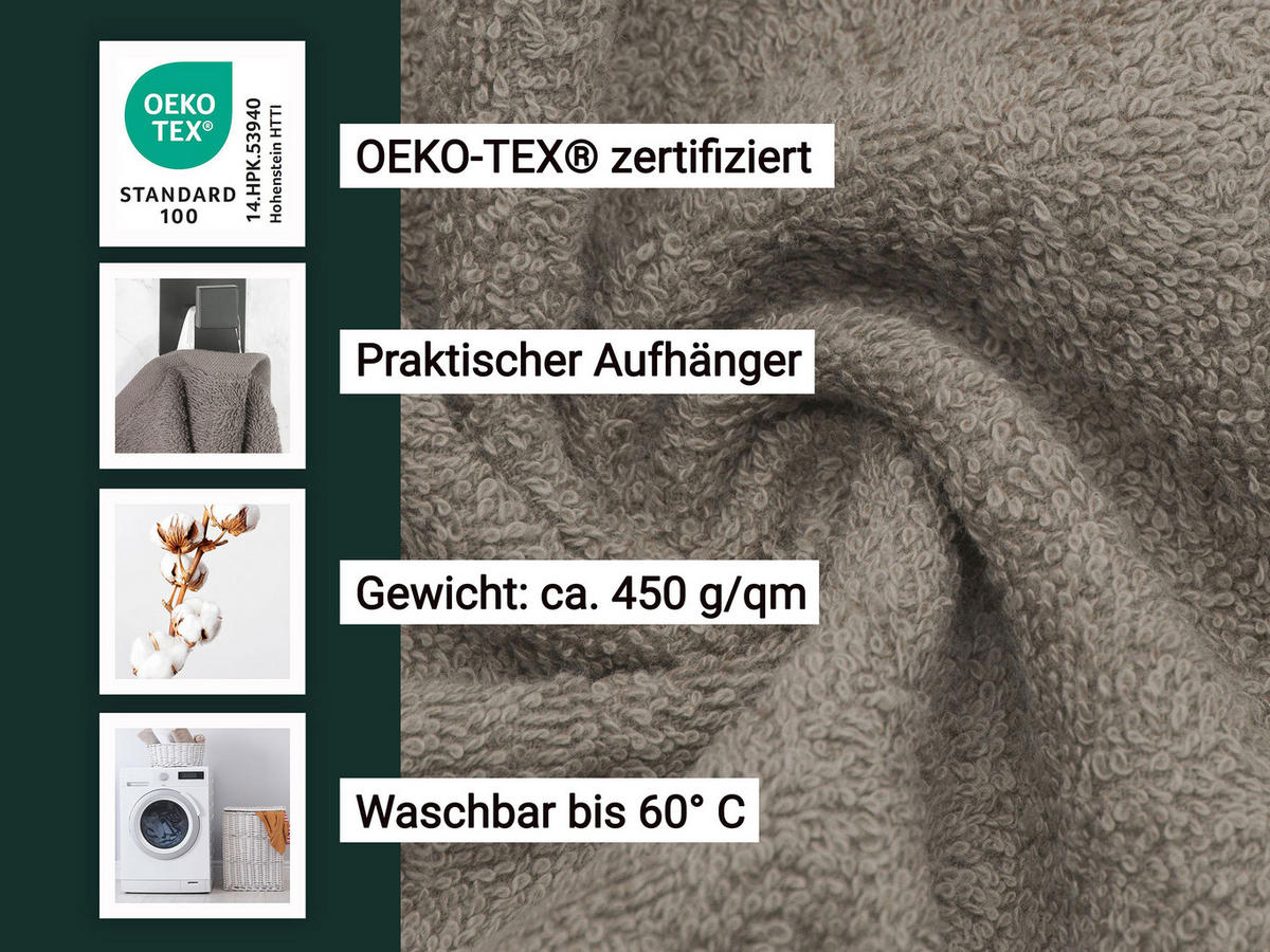 DUSCHTÜCHER, 5er-Set, 70x140 cm, 100% Baumwolle, Braun - Fango, Textil (70/140cm) - Zollner