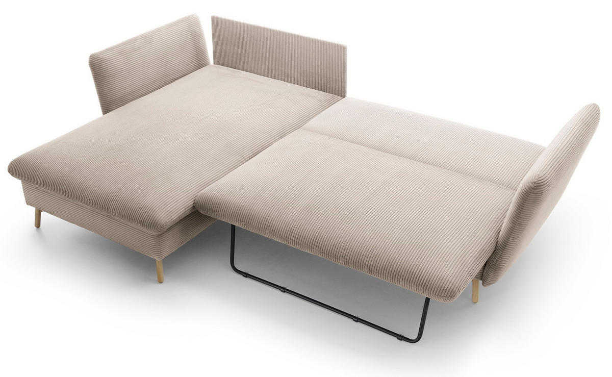 ECKSOFA Savona L-Form 260 cm, Cordstoff, Links, Beige - Beige, Holz (258/167cm) - Emporius