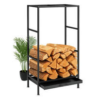 KAMINHOLZREGAL mit Schublade Metall Schwarz 80 cm 96356 - Schwarz, Metall (50/80/25cm) - DanDiBo