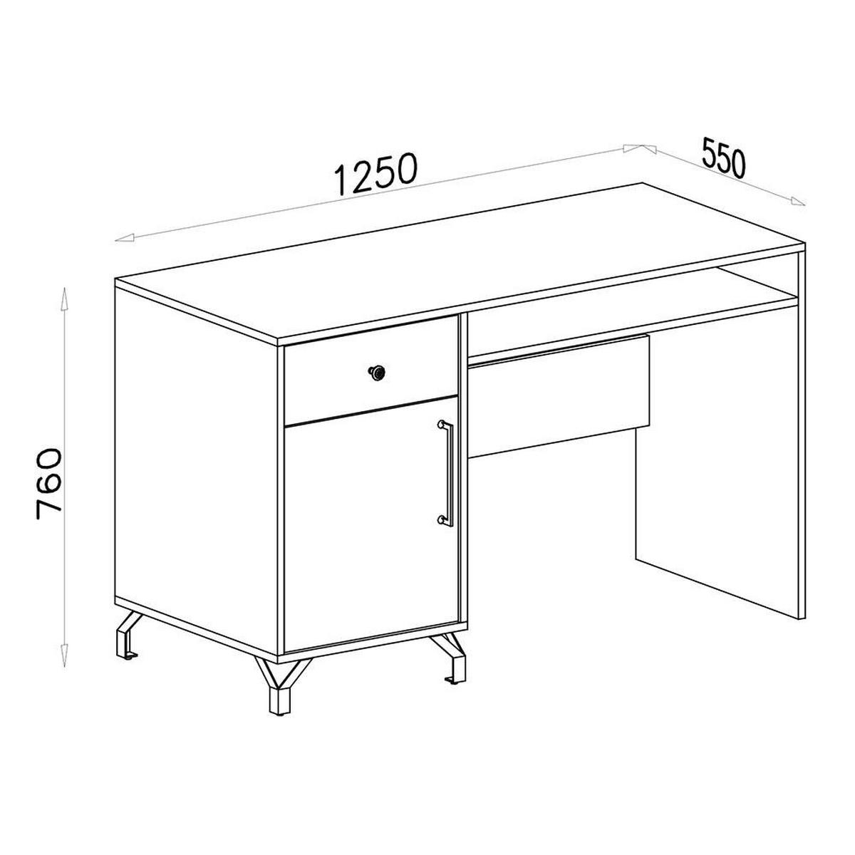 SCHREIBTISCH – 55 x 125 cm – BERGEN System – Weiß - Weiß Hochglanz, Holzwerkstoff (55/125/76cm) - hi-markt