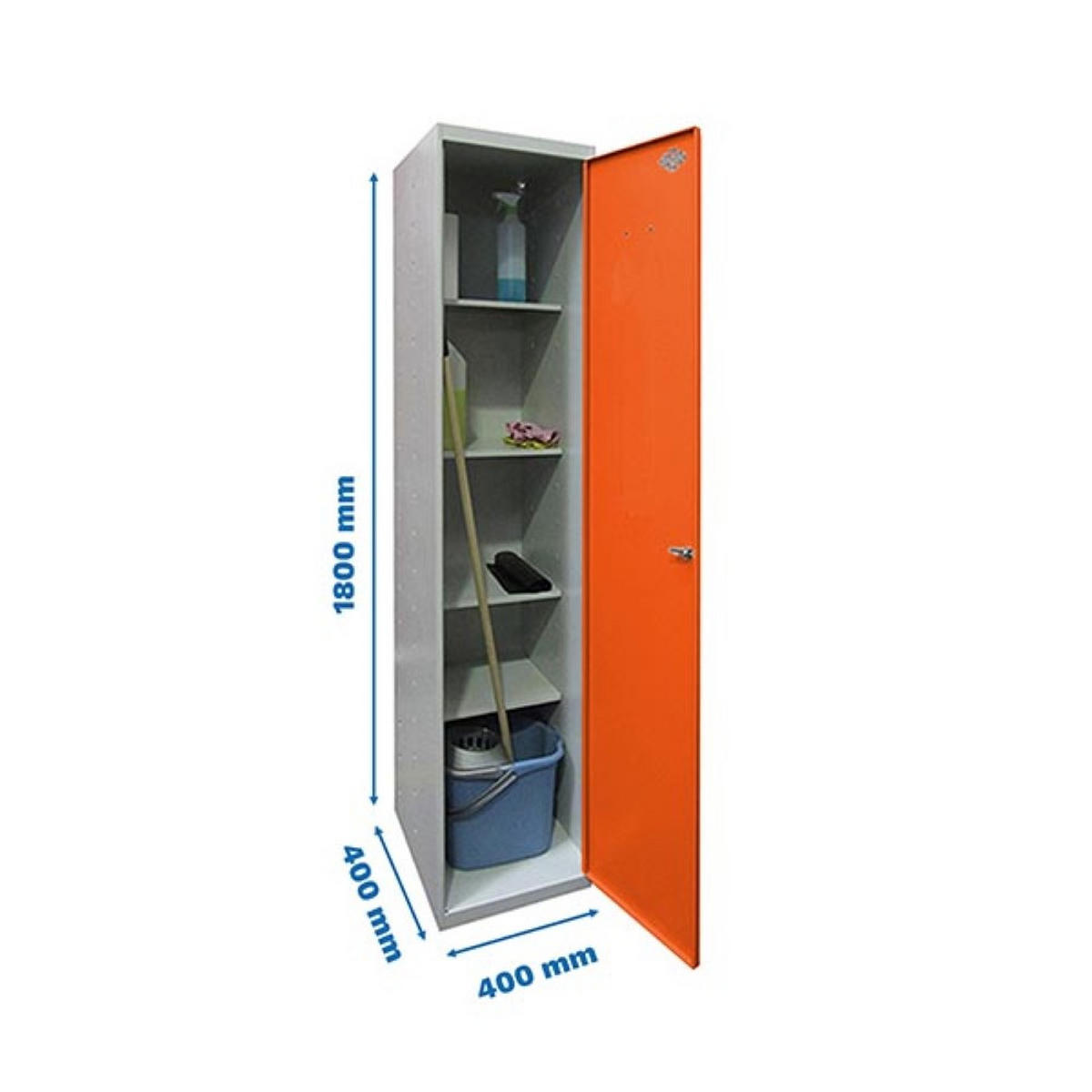 PUTZMITTELSCHRANK Amego HxBxT 180x40x40 cm 4x Fachboden Orange-Grau - Orange, Metall (40/180/40cm) - PROREGAL