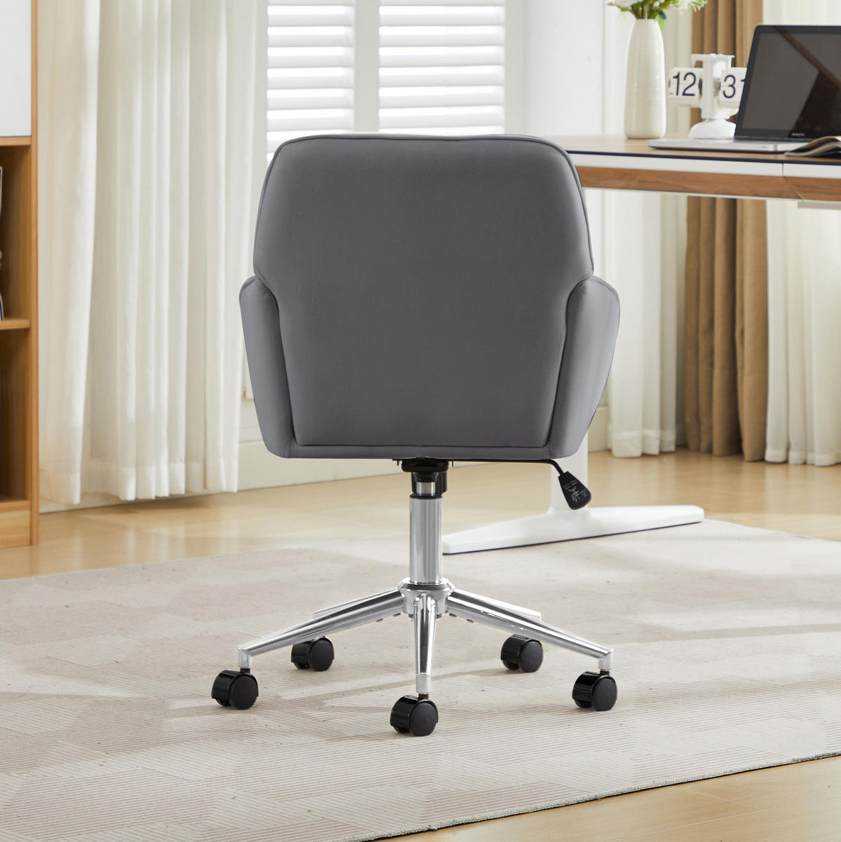 BÜRODREHSTUHL höhenverstellbar Samt Grau - Grau, Metall (60/97/62cm) - Meubliv