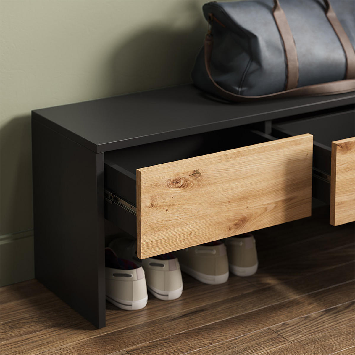 ŠATNÍ SKŘÍŇ Selena Antracit/Artisan - antracitová, kompozitní dřevo (90/40/30.1cm) - Vicco