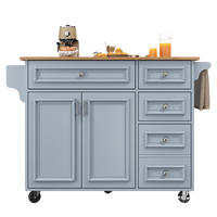KÜCHENINSEL 110/75/92 cm Baby Blue aus MDF mit klappbarer Tischplatte - Blau, Holzwerkstoff (75/92/110cm) - OKMYHOME