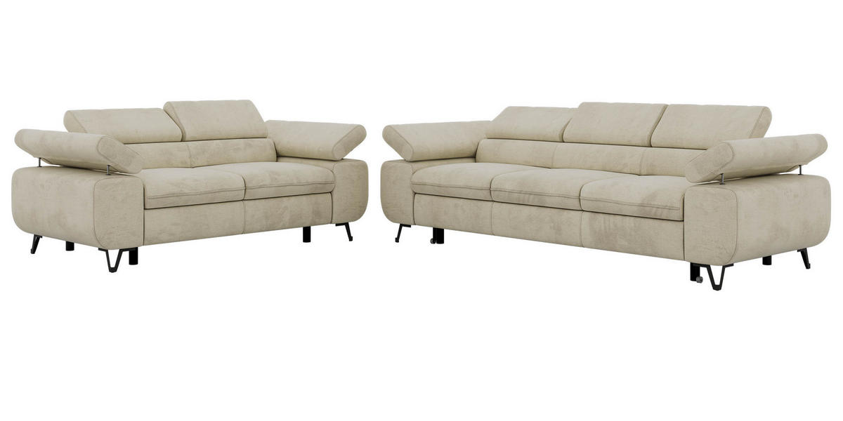 SEDACÍ SOUPRAVA PETERS 2+3 - Béžová Samet - černá/béžová, kov/textil (262/76/99cm) - MKS