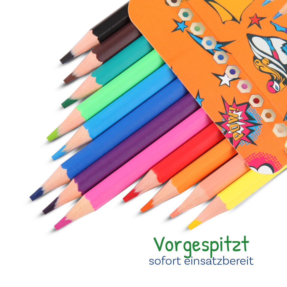 BUNTSTIFTE Set, 2 x 12er Set Farbstifte aus Holz für Kinder und Erwachsende,12 Farben - Vorgespitzte Holzstifte zum Malen oder Zeichnen - Gelb/Multicolor, Naturmaterialien (9/19cm) - Bestlivings