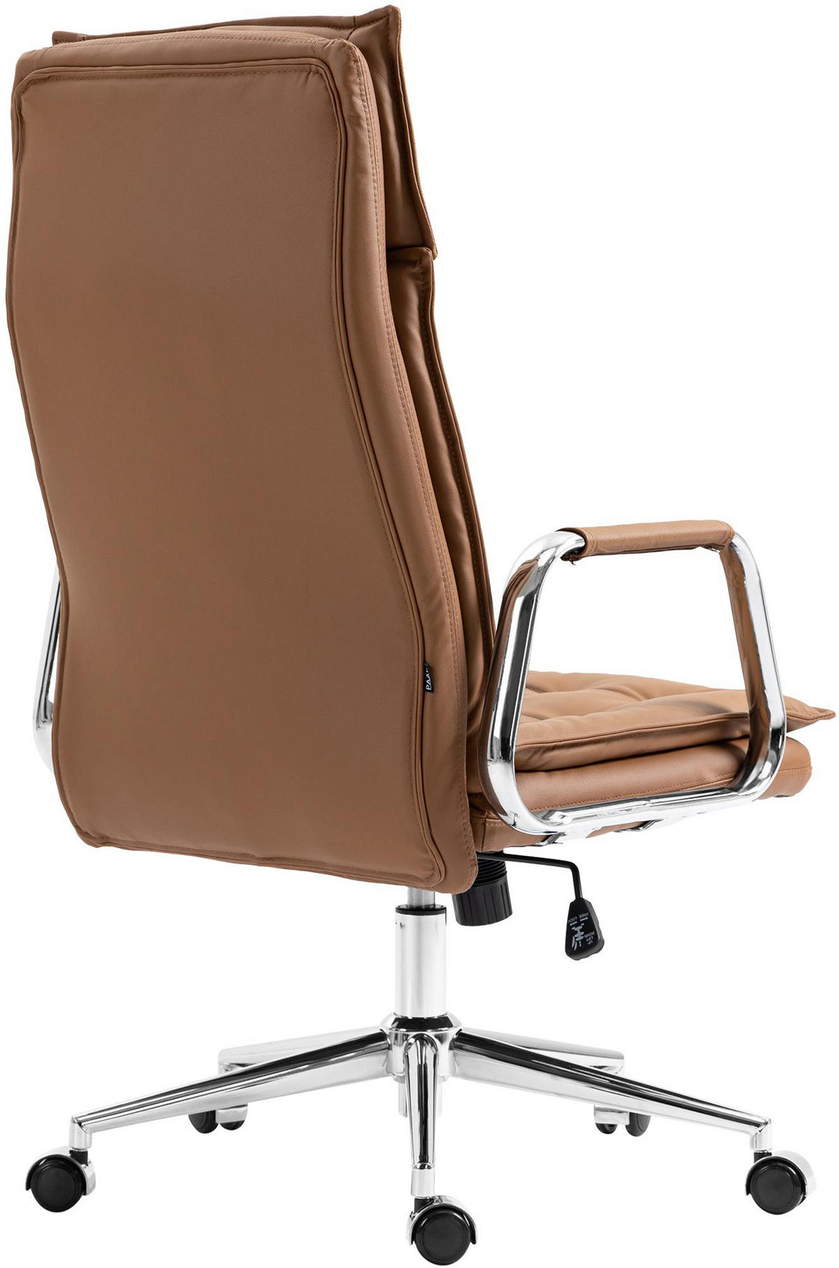BÜROSTUHL Ronix Echtleder hellbraun - Hellbraun/Chromfarben, Leder/Metall (60/120/65cm) - TPFLiving