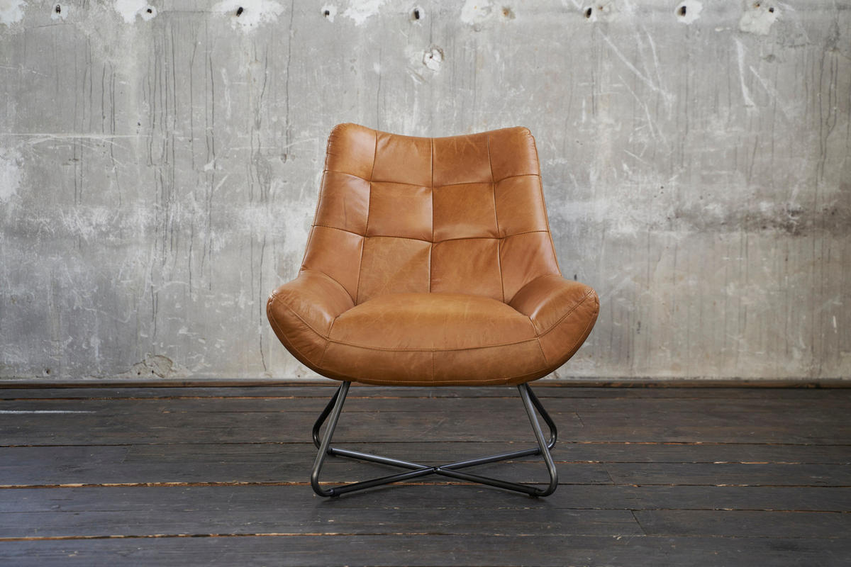 SESSEL SNOOZE Braun Leder - Dunkelbraun/Silberfarben, Leder (82/93/76cm) - KAWOLA