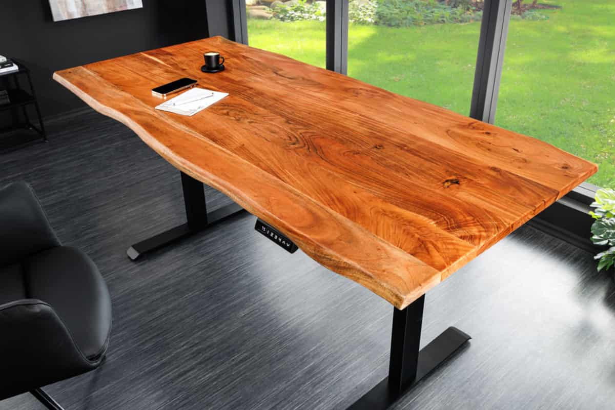 SCHREIBTISCH MAMMUT Akazie Natur 180cm - Schwarz/Braun, Holz/Metall (80/180/78cm) - riess-ambiente